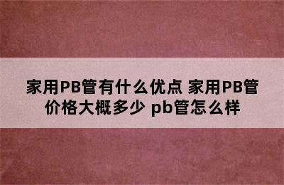 家用PB管有什么优点 家用PB管价格大概多少 pb管怎么样